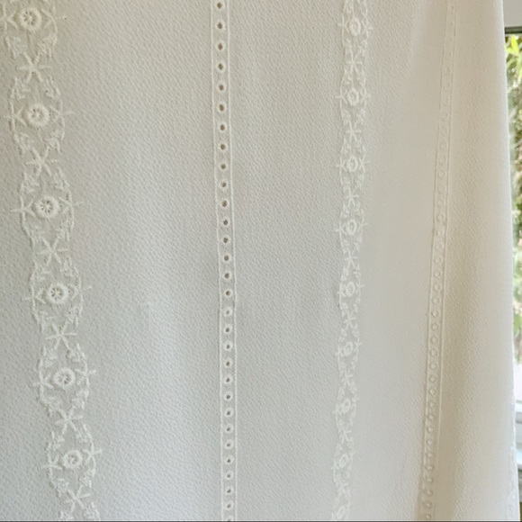 SALE Honey Punch Delicate White Eyelet Short Dress Long Sleeves Bow Tie Sash SML - Picture 14 of 16